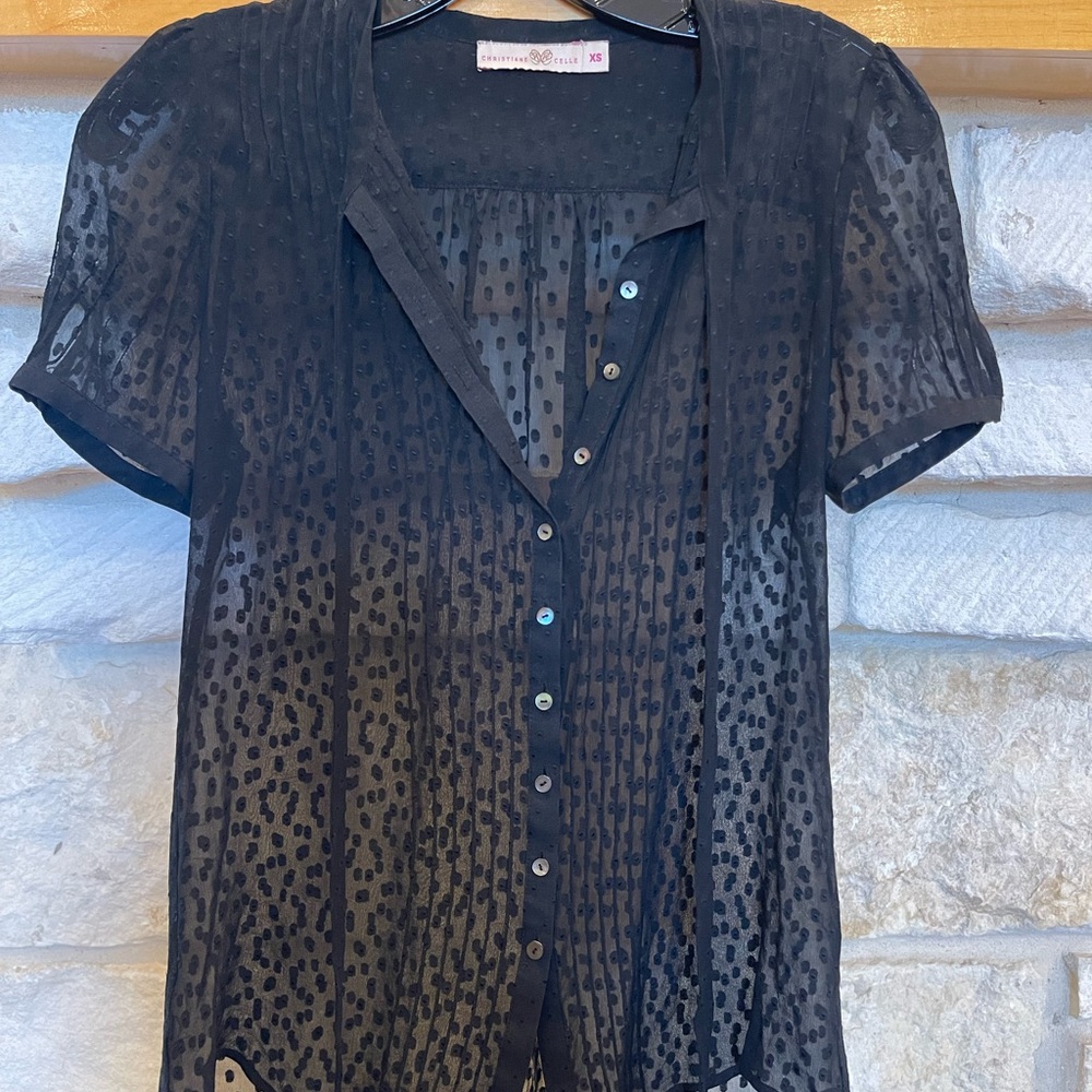 Christiane Celle - Black Sheer Button-Up Top